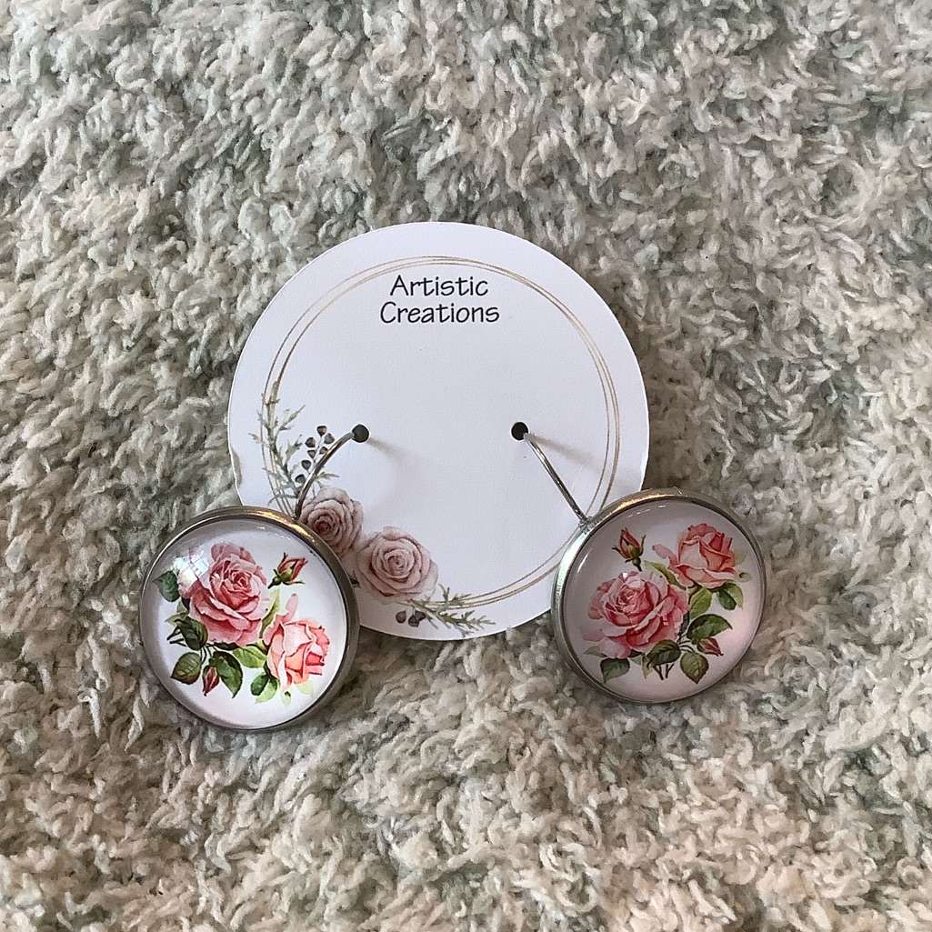 Artistic Creations Floral Roses Lever Back Pierced Earrings Nwt Handcrafted